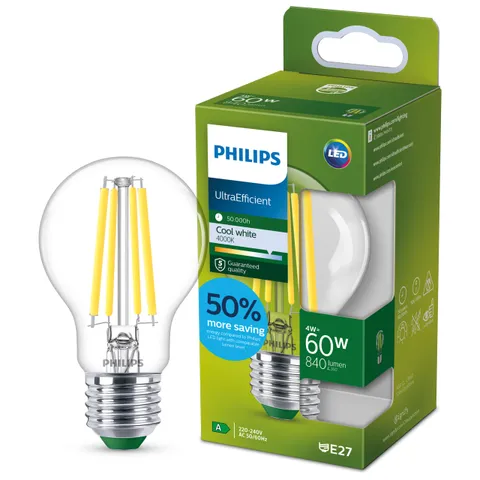 Philips LED lampadina filamento goccia E27 60W