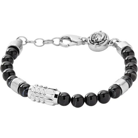 Diesel Bracciale Da Uomo, 18,5 Cm, 5 Cm Di Estensione In Acciaio Inossidabile Nero
