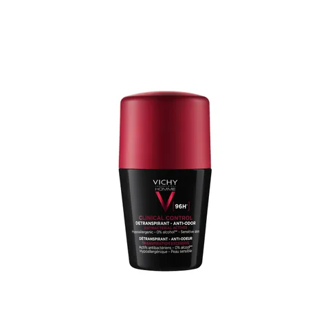 Vichy Homme Clinical Control, Deodorante Roll-On per Uomo, Per Pelli Sensibili