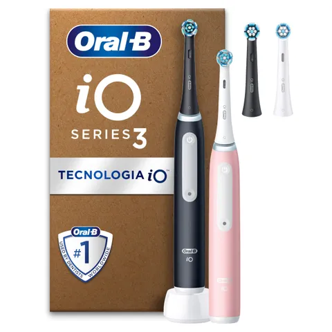 Oral-B iO 3 Rosa e Nero, Spazzolino Elettrico (2 pz)