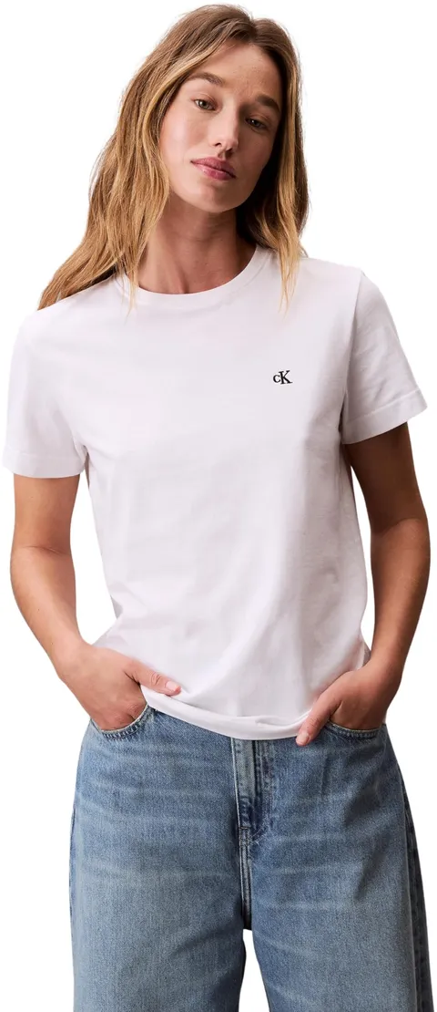 Calvin Klein Donna T-Shirt Maniche Corte Archive Jersey Tee con Scollo Rotondo, Bianco (Brilliant White), XS