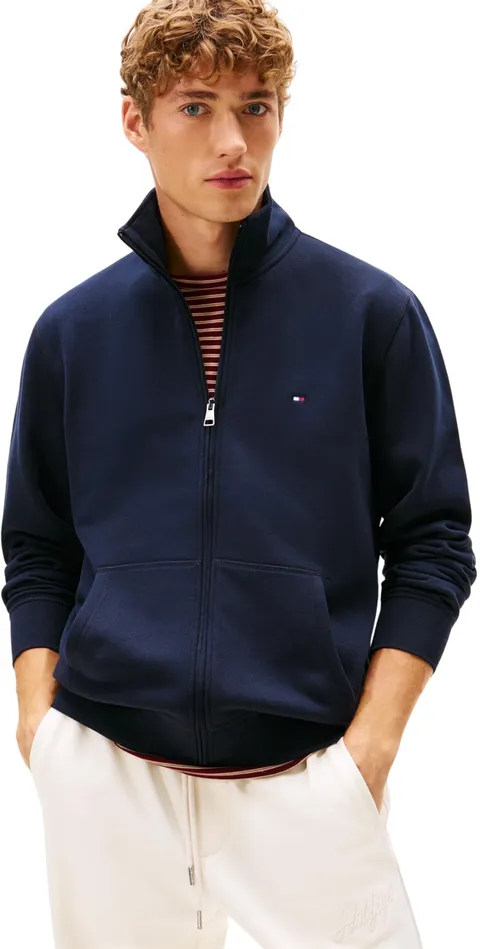 Tommy Hilfiger Felpa da Uomo Essential Felpa Stand Collar MW0MW41759 con Zip, Blu, XXL