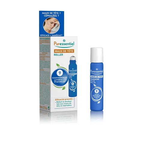 Puressentiel Roller Mal di Testa con 9 Oli Essenziali dai 10 anni 5 ml