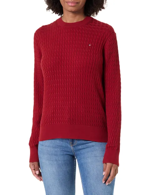 Tommy Hilfiger Co Cable C-Nk LS Sweater Ww0Ww44993, Maglione Pullover, Donna, Rosso (Regatta Red), 3XL