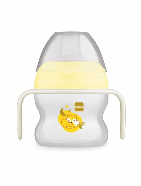MAM Vaso Starter Cup D119 - Bicchiere da apprendimento con bocchino e manici antiscivolo per bebè a partire da 4 mesi 150 ml - Neutro