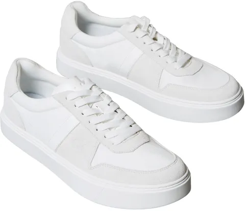 Calvin Klein Coppe Classiche da Uomo in Pizzo Misto EMB Lingua YM0YM01395 Low Top, Bianco (Triple Bright White), 10, Bianco Triplo Bianco Brillante, 44 EU