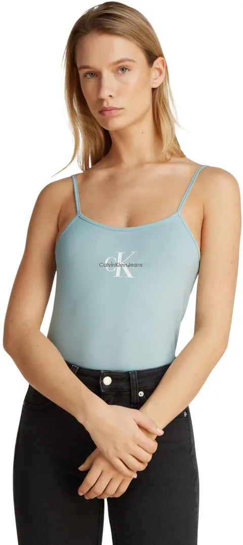 Calvin Klein Canotte Donna Strappy Tank Top Slim Fit, Turchese (Cloud Blue), XXS