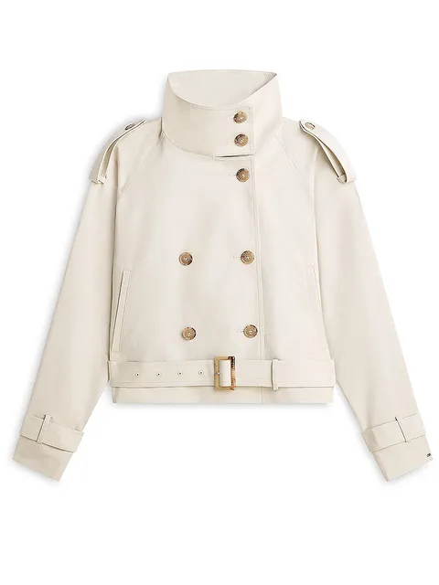 Tommy Hilfiger Cotton Crop Trench Ww0ww50768 Giacca Camionista, Beige (Light Silt), L Donna