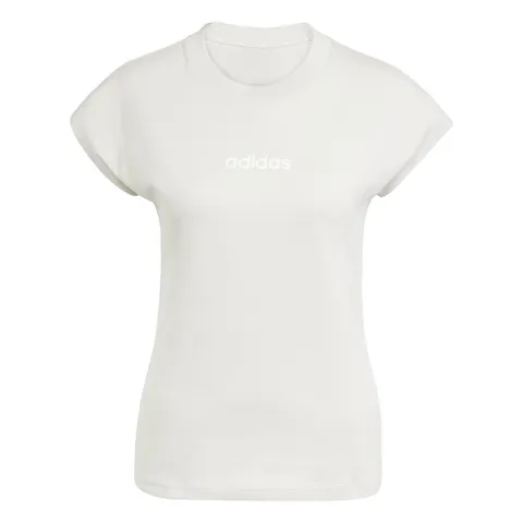 adidas Donna Essentials Linear Cotton Shirt, Wonder Alumina/White, S