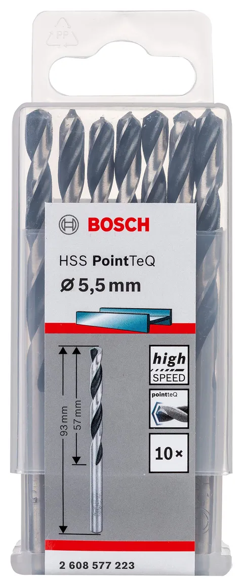Bosch HSS PointTeQ Punte Trapano 5,5mm, Set 10 pezzi