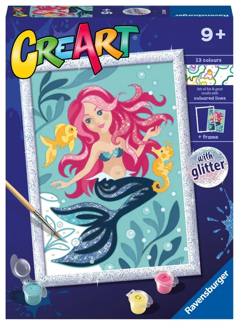 Ravensburger CreArt: Sirenetta - Dipingere con i Numeri per Bambini 9+ Anni, Kit Pittura