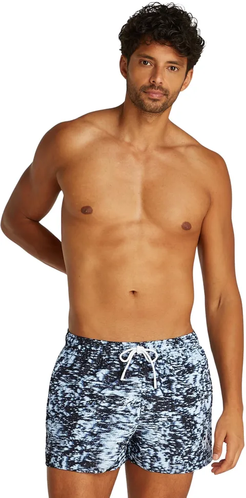 Calvin Klein Uomo Pantaloncino da Bagno Short Drawstring-Print con Coulisse, Multicolore
