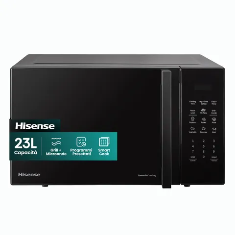 Hisense Forno Microonde Elettronico, Capacità 23 L, Potenza 800 W, Grill Potenza 1000 W