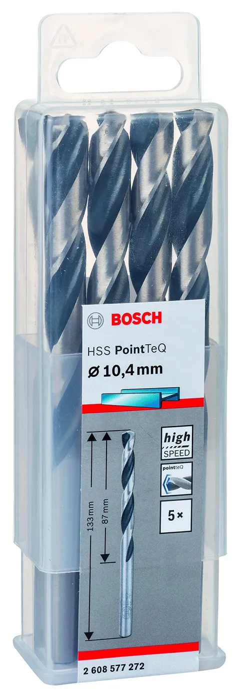 Bosch Accessories 2608577272 HSS PointTeQ (10,4 x 87 x 133 mm) - Set da 5 Pezzi di Punte
