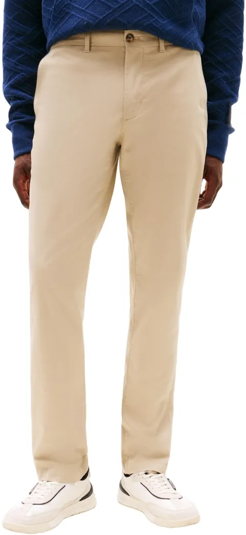 Tommy Hilfiger Uomo Pantaloni Chino Denton Printed Structure Straight Fit, Beige (Sandalwood), 36W/35L