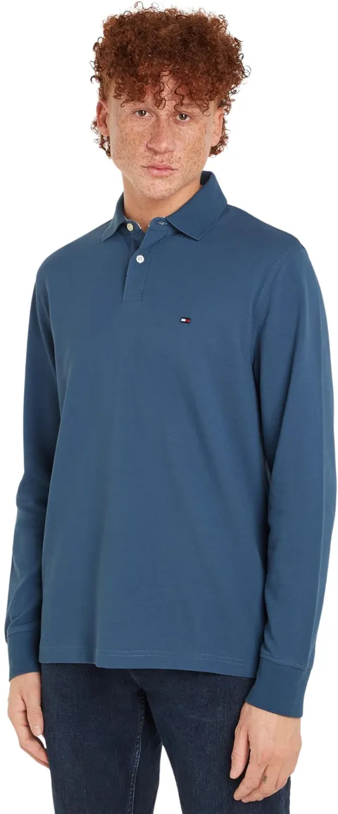Tommy Hilfiger Maglietta Polo Uomo Maniche Lunghe Regular Basic, Blu (Aegean Sea), S