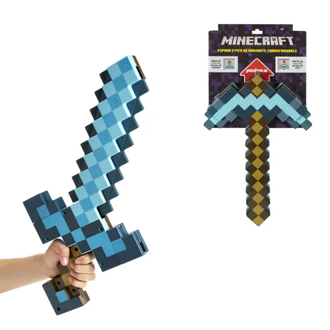 Mattel Minecraft - Spada-Piccone Diamante Trasformabile, Accessorio Giocattolo 2 in 1 a
