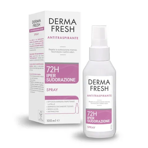 Dermafresh Ipersudorazione Efficace 72H, Deodorante Antitraspirante Spray 100 ml, No