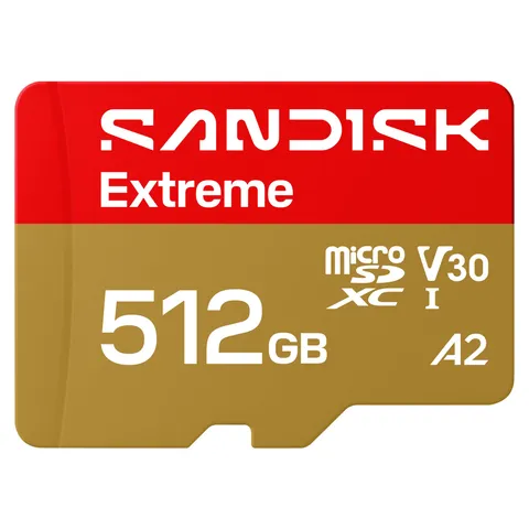SANDISK Extreme Scheda microSDXC UHS-I + SD Adapter, 512 GB (velocità di lettura fino a 245 MB/s e velocità di scrittura fino a 170 MB/s, video 5,3K, C10, V30, U3, A2)