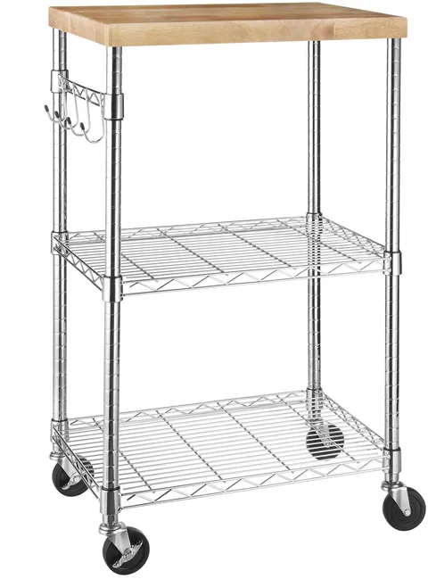 Amazon Basics scaffale da cucina portatile a 3 ripiani su ruote girevoli con 2 ripiani