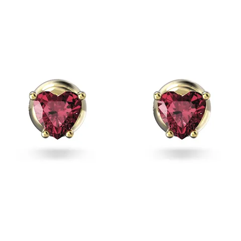Swarovski Orecchini a lobo Stilla, Cuore, Rossi, Placcato color oro