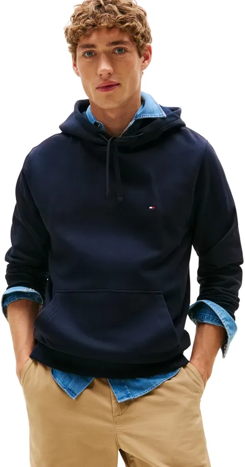 Tommy Hilfiger Uomo Felpa con Cappuccio Essential Terry con Tasca a Marsupio, Blu (Desert