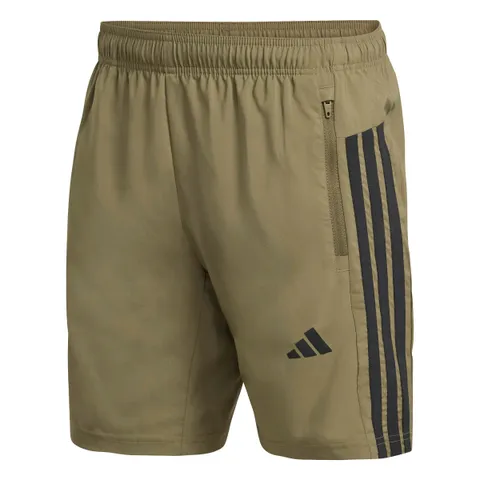 adidas Uomo Workout Essentials Base 3 Stripes Woven Short Shorts, Olive Strata/Black, S 7