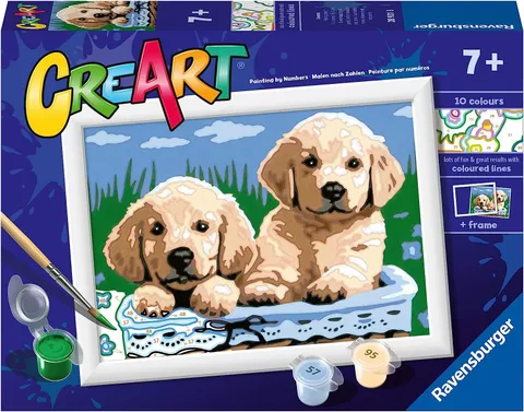 Ravensburger CreArt: Cani Retriever - Dipingere con i Numeri per Bambini 7+ Anni, Kit