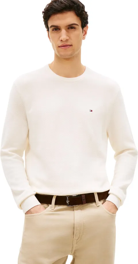 Tommy Hilfiger Uomo Pullover Essential Structure Crew Neck Regular Fit, Avorio (Ivory