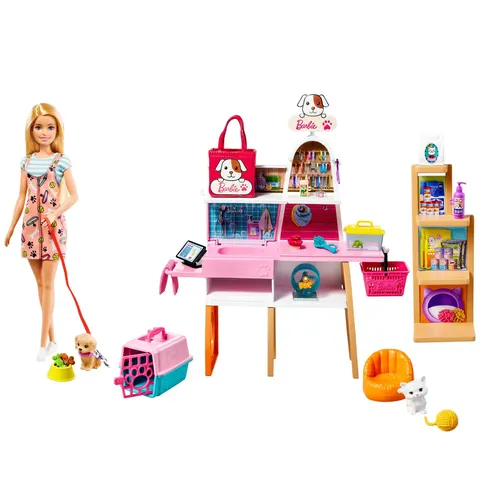 Barbie - Negozio degli Animali, playset con postazione per la toeletta, bambola Barbie, 4