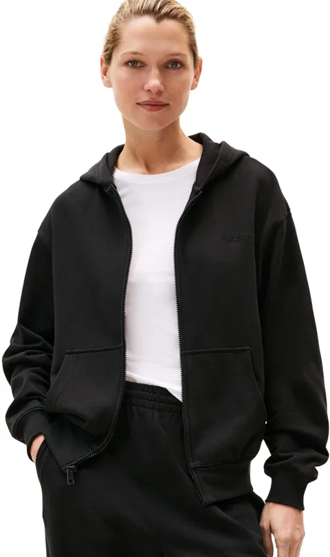 Tommy Hilfiger Donna Felpa con Zip Full Zip con Cappuccio, Nero (Black), M