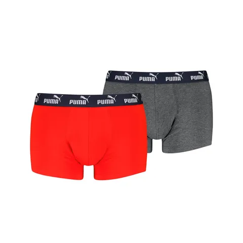 PUMA Men's Elements Trunk, Red/Navy, M (2er Pack)
