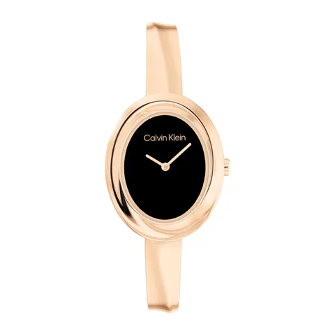 Calvin Klein Orologio Con Movimento Al Quarzo A Due Lancette da Donna Collezione TWISTED BEZEL con Bracciale Rigido in Acciaio Inossidabile di Color Oro Rosa - 25100057, Rose Gold