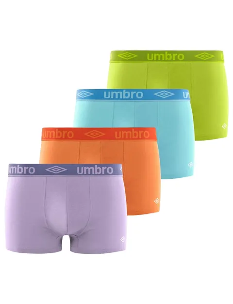 Umbro Mutande Boxer Uomo 100% Cotone, Set da 4, Viola col (2XL)