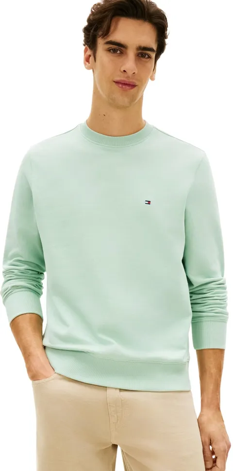 Tommy Hilfiger Uomo Felpa Essential Terry Crewneck con Scollo Rotondo, Verde (Crushed