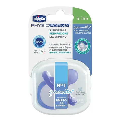Chicco PhysioForma Ciuccio in Silicone 6-16 Mesi, Gommotto Morbido e Delicato, Supporta