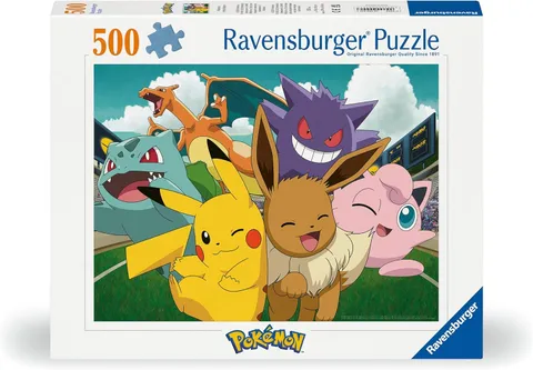 Ravensburger Puzzle 12000441-Puzzle da 500 pezzi, motivo: i Pokémon allo stadio, per