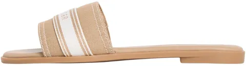 Tommy Hilfiger Donna Sandali Flat Mule Webbing con Fascetta in Tessuto, Beige (Safari