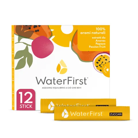 Zuccari WaterFirst Ananas, Papaya, Passion Fruit, 12 Stick-Pack da 1,5g, Aromatizzatore