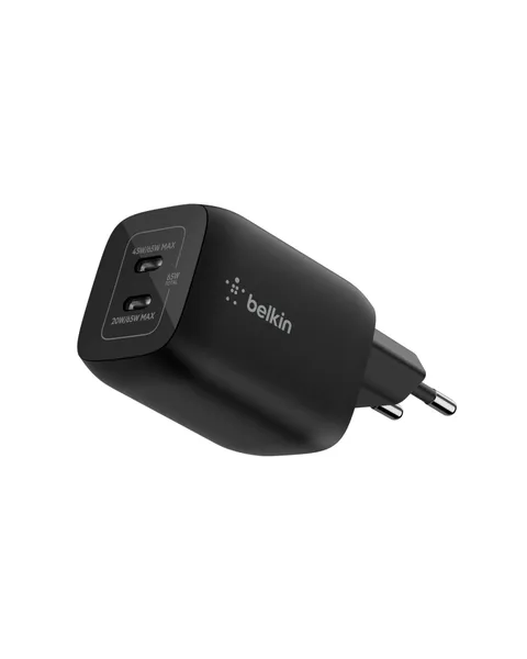 Belkin Gaming Doppio Caricatore da muro USB-C da 65W, Caricabatterie USB 3.0 rapido con