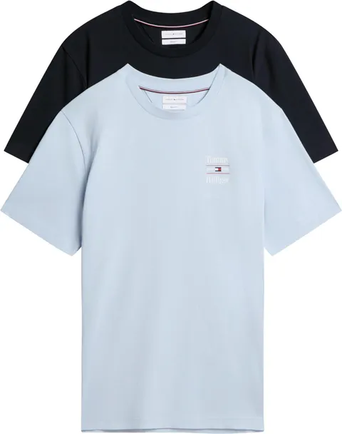 Tommy Hilfiger Maglietta da Uomo S/S, Multicolore (Blu Navy/Azzurro), S