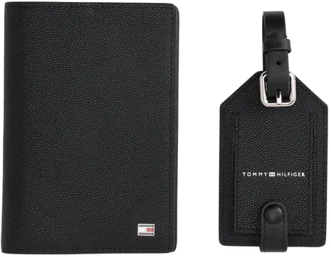 Tommy Hilfiger Porta passaporto con bandiera TH da uomo, AM0AM13606, confezione regalo