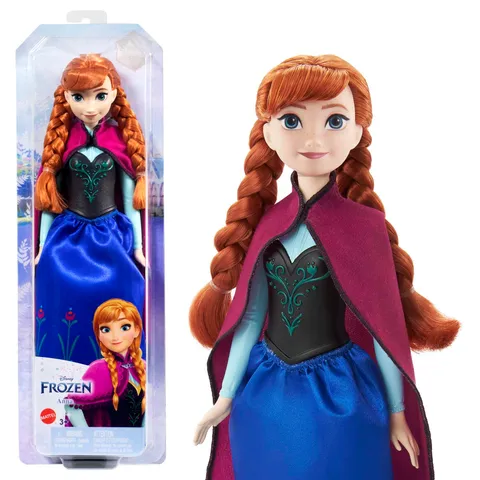 Mattel Disney Frozen - Anna, bambola con abito elegante e accessori ispirati al film