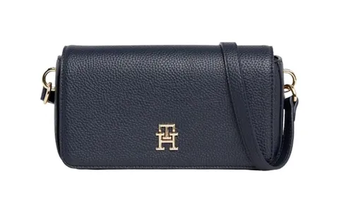 Tommy Hilfiger Donna Borsa a Tracolla Emblem Flap Crossover Piccola, Blu (Space Blue)