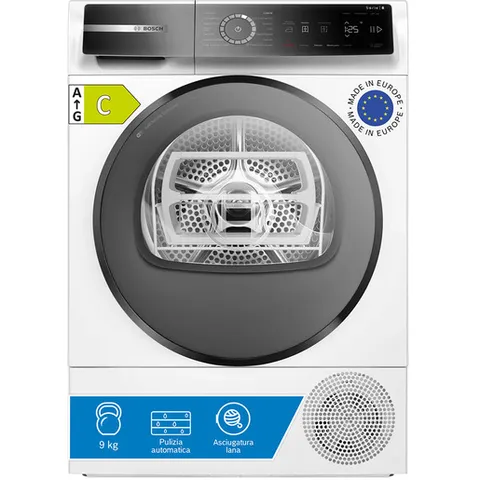Bosch WQB245B0IT Serie 8 Asciugatrice smart a pompa di calore, 9 kg, Classe energetica C