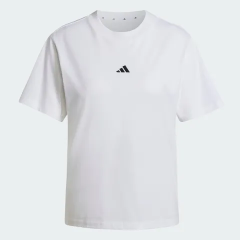 adidas Donna Essentials Small Logo Cotton Shirt, White/Black, L