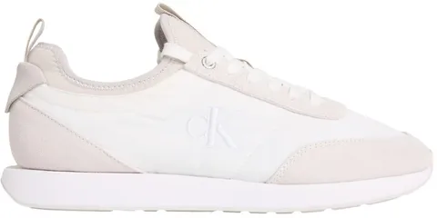 Calvin Klein Calzini da Uomo retrò Runner Laceup Mix Mat Ym0Ym01414 Low Top, Bianco (Bianco Brillante/Grigio Chiaro), 10