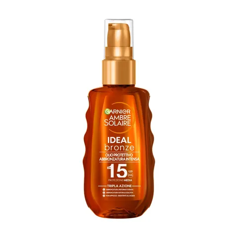 Garnier Olio Protettivo Abbronzante Spray, Protezione Media SPF 15+, Abbronzatura Dorata