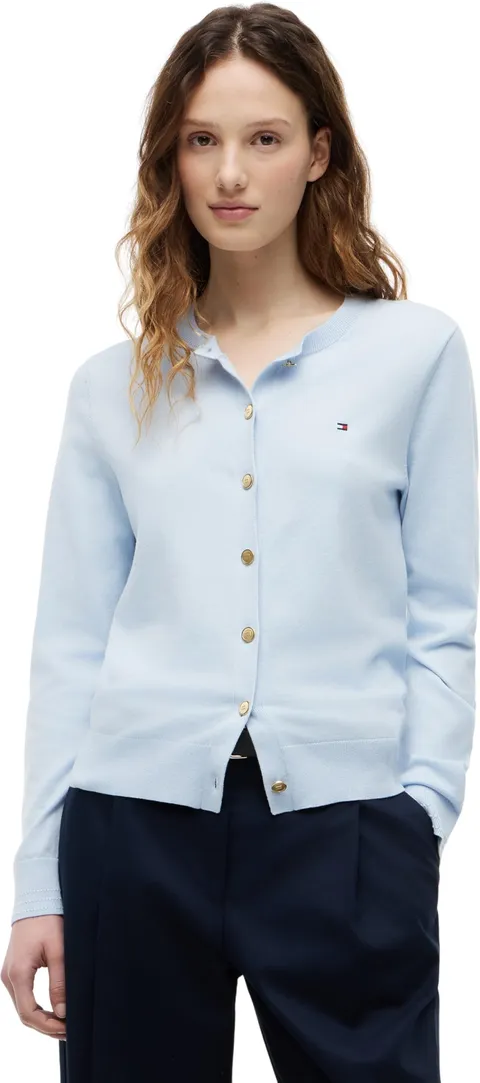 Tommy Hilfiger Co Jersey Stitch Cardigan Ww0Ww42370, Cardigan, Donna, Blu (Breezy Blue), S