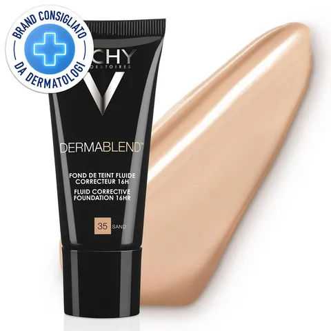 Vichy Dermablend Fondotinta Correttore Fluido, Alta Coprenza Senza Effetto Maschera